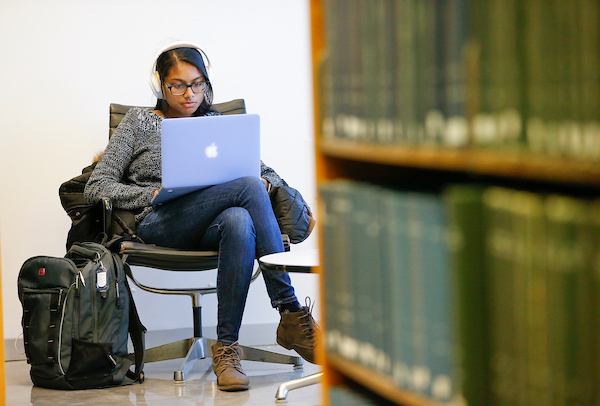 Student in library image